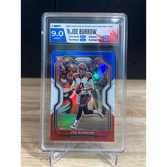 Joe Burrow 2020 PANINI PRIZM RED WHITE BLUE ROOKIE HGA 9.0 MINT CUSTOM LABEL